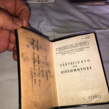 CIAO PIAGGIO: CERTIFICATO PER CICLOMOTORE -ANNO 1968