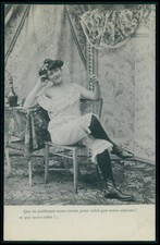 Set 5 cartoline fotografiche incise vicino donna nuda prostituta attesa cliente vecchie anni 1910