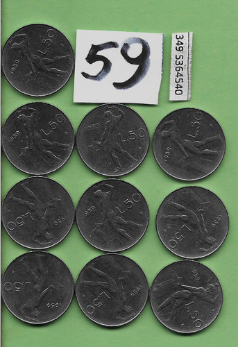 Lotto monete 50 lire - 10, da