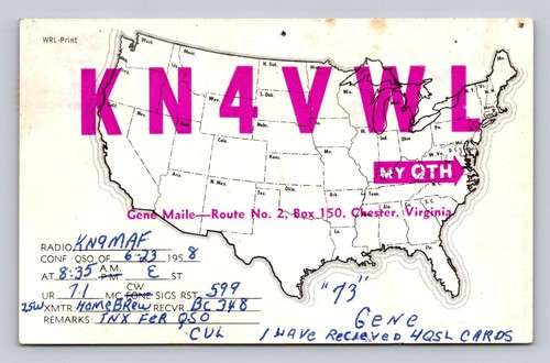 Ham radio qsl kn4vwl virginia - qsl,