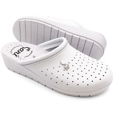 PANTOFOLE CIABATTE SANITARIE DONNA SCARPE VERA PELLE PUNTA CHIUSA COMODE CUCINA