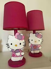 Lampade comodino camera da letto Hello Kitty in legno fatte a mano con paralume 