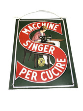 Insegna smaltata Singer macchine da cucire vintage decorativa arredo collezione