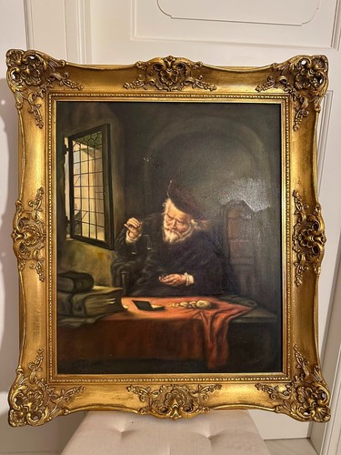 Quadro olio persona che - quadro, pesa