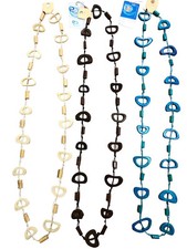 3 COLLANE IN OSSO E EGNO COLORI, NATURALE,  MARRONE TURCHESE BIGIOTTERIA CM 55