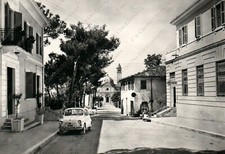 1950c TAVULLIA Santuario di S. Pio Martire Vespa auto d'epoca Pesaro Cartolina