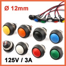Interruttore clacson pulsante momentaneo 12 mm OFF (ON) 125V / 3A rosso verde giallo blu