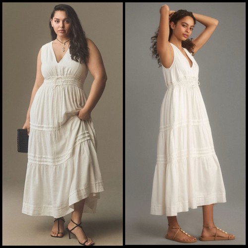Maxi abito smanicato - , lino