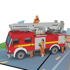MOKIO® Biglietto Auguri Pop-Up  Camion Dei Pompieri  Biglietto regalo 3D per u