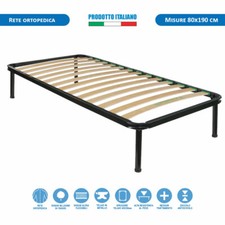 Rete a doghe singola 80x190 ortopedica telaio in metallo e doghe in faggio