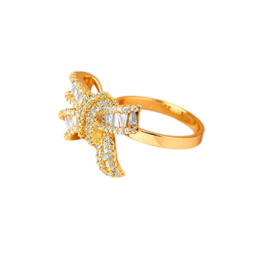 Anello con fiocco - , zirconi