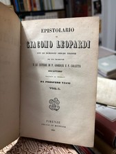 Giacomo Leopardi, Epistolario, Firenze 1854, volume I, rilegatura in pergamena 