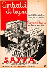 PUBBLICITA' 1936 IMBALLAGGI SAFFA CESTE CASSE PAGLIA DI LEGNO ALIMENTARI