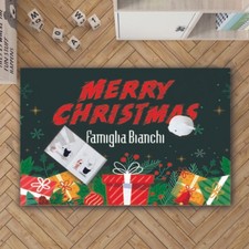 Tappeto Natalizio 2 con Nome Famiglia Personalizzato zerbino varie misure natale
