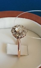 Anello a fiore  in oro bianco con brillante e diamanti rose