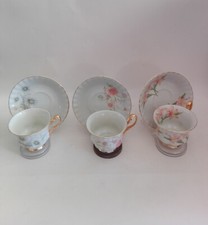 SET 4 TAZZA DEL MESE THE DECORO FIORI PORCELLANA T. LIMOGES C/INSERTI ORO