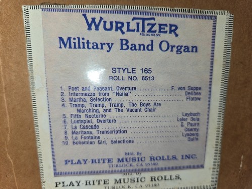 Wurlitzer 165 band organ roll - wurlitzer,