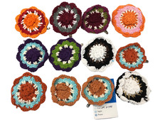 12 FERMAGLI PER CAPELLI FORMA FIORI ALL'UNCINETTO CLIC CLAC ACCONCIATURA CM 7-8