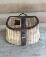 Tracolla creel trota pesca a mosca in pelle di vimini concavo forma vintage