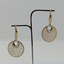 ORECCHINI PENDENTI A PENDOLO  IN ORO GIALLO E BIANCO 18KT 2,55 GRAMMI (7563)