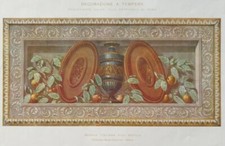 ANTICA STAMPA COLORI 1917 MODELLI D’ARTE DECORATIVA FOTOLITOGRAFIA VASO E FRUTTI