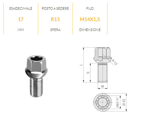 B950 bullone ruote oem - b950,