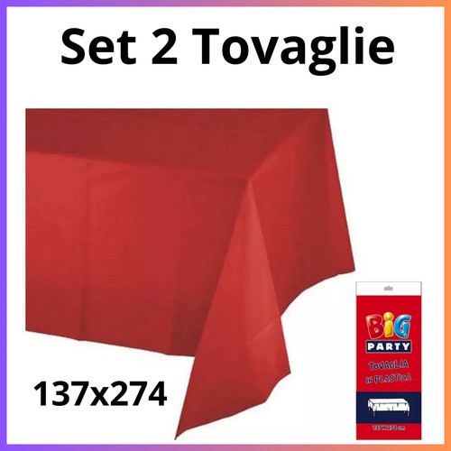 Set tovaglia plastica - 2, rossa