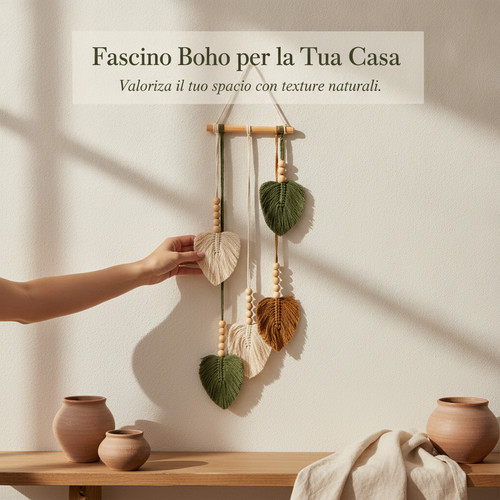 Pannello macrame foglia - foglia, per