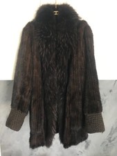 PELLICCIA VISONE LAVORAZIONE TRICOT DA DONNA TG. 40/42 italiana COLORE MARRONE