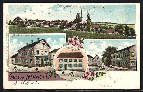 Litografia neuhofen gasthaus - litografia, neuhofen,