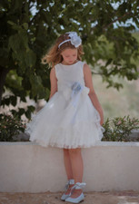 MIMILU' ABITO  in mikado - DAMIGELLA COMUNIONE BAMBINA BIANCO  - OUTLET 70% 
