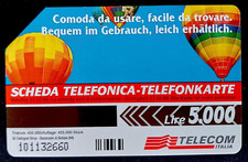 SCHEDA TELEFONICA TELECOM NON CERCARLA LONTANO MONGOLFIERA VOLO CIELO BILINGUE