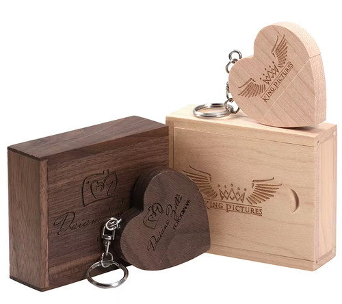 Flash drive wood love heart - flash,