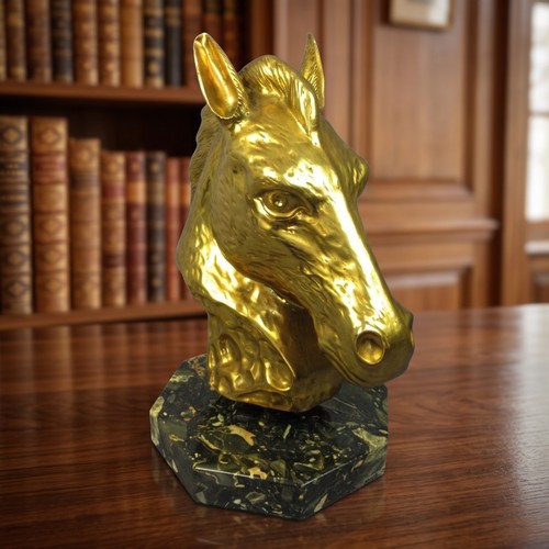 Scultura testa cavallo ottone - scultura,