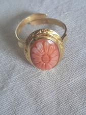 ANELLO CON CORALLO INCISO   SU ARGENTO  925   D'EPOCA.