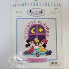 Kit Punto Croce Disney Neonati Stella Luce Stella Brillante Topolino Minnie 14 Ct. Aida 