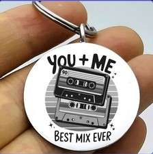 Portachiavi in acciaio inox vecchia scuola lettore musicale Bedr Remox coppia amante