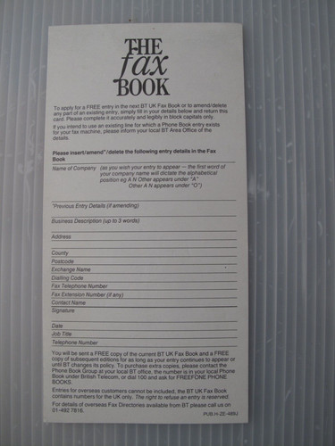 British telecom fax - telecom,