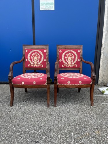 Coppia poltrone impero mogano - impero,
