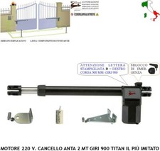 MOTORE PISTONE AUTOMAZIONE CANCELLO DESTRO 220 V 900 GIRI CORSA 300 MM CHIAVE SB