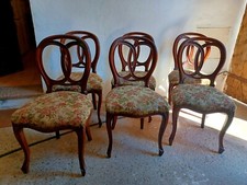 6 Sedie Antiche Legno di noce Intagliato fine 1800 Originali