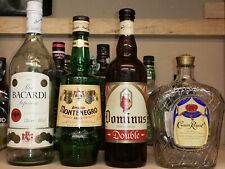 LOTTO 4 BOTTIGLIE VUOTE BACARDI CROWN ROYAL AMARO  DOMINICUS LAMPADE CANDELE 