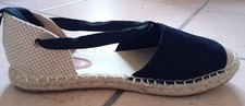 Scarpe espadrillas scollate con lacci, nere e corda, numero 39