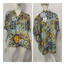 Maglia blusa blu gialla verde