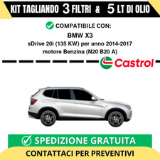Tagliando per BMW X3 sDrive 20i 135 kw - 5 Lt di Castrol + 3 Filtri anno 2014...