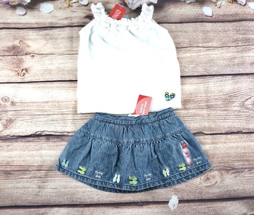 Set gonna denim top bianco