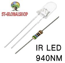 5 diodi led 5 mm infrarosso 940nm trasmettitore EMETTITORE IR LED + RESISTENZE