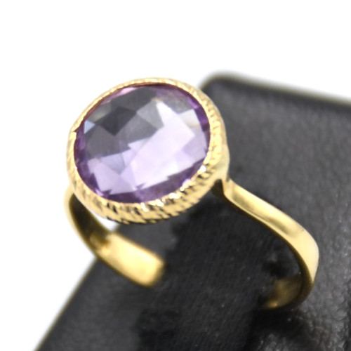 Anello solitario ametista - , in