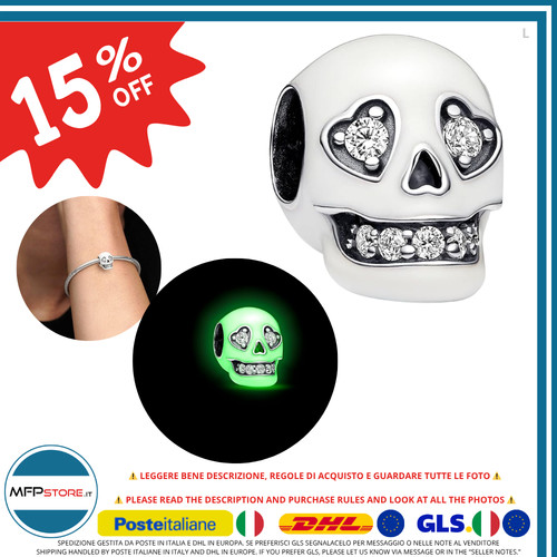 Ciondolo pandora charm teschio - ciondolo,
