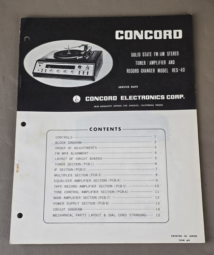 Concord stereo tuner amplifier - concord,
